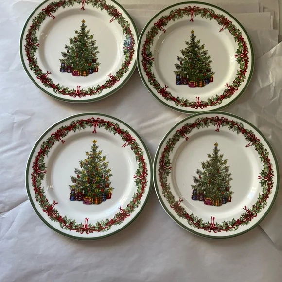 4 Traditions Holiday Celebrations by Christopher Radko 8” Salad Plates, Holiday - Picture 2 of 7